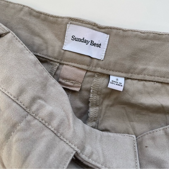 Aritzia Sunday Best Women's Tan Khaki Wide Leg Straight Leg Chino Size 2 - Picture 5 of 10